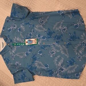 Floral Teal XL Island Classics Seapointe Hawaiian Shirt NWT